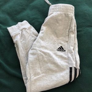Adidas boys S (8) grey sweats with black stripe.